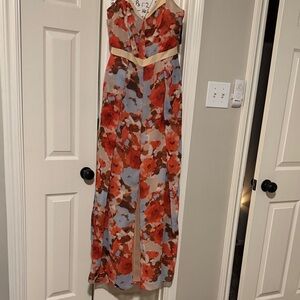 Floral Maxi Dress - Red and Brown